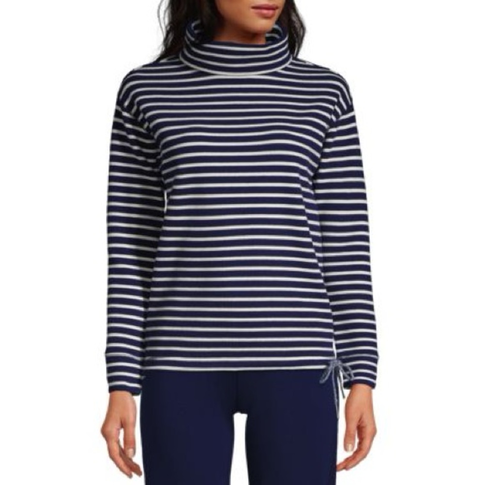Lands End Women's Long Sleeve Waffle Funnel Neck Top NWT